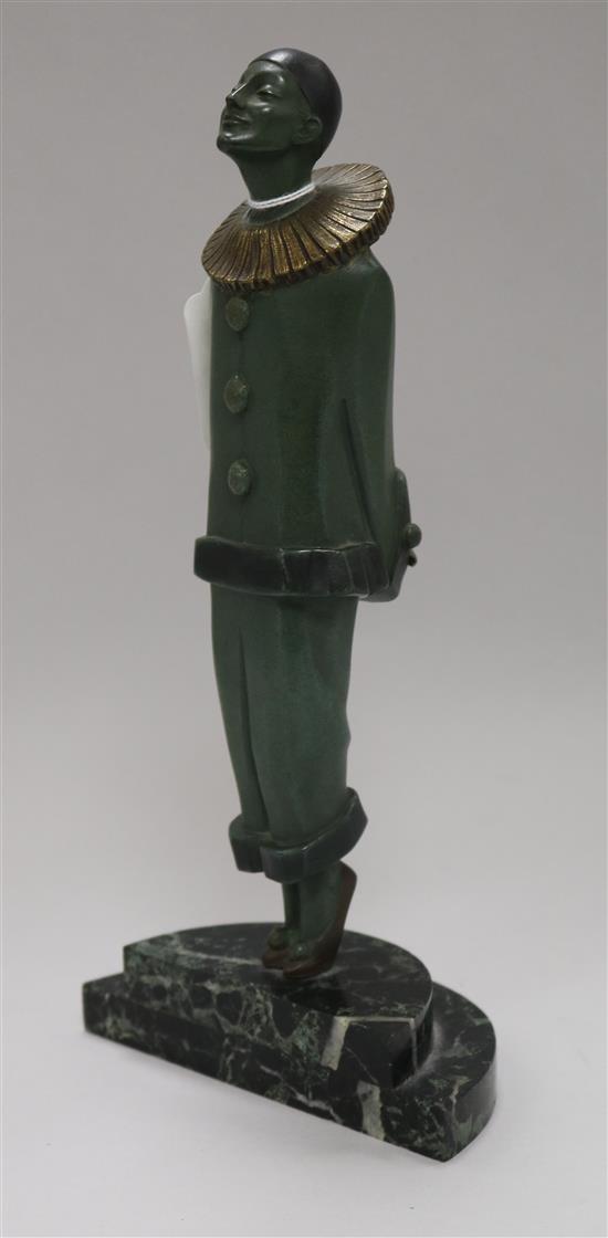An Art Deco Marcel Bouraine bronze figure of Pierrot height 28cm